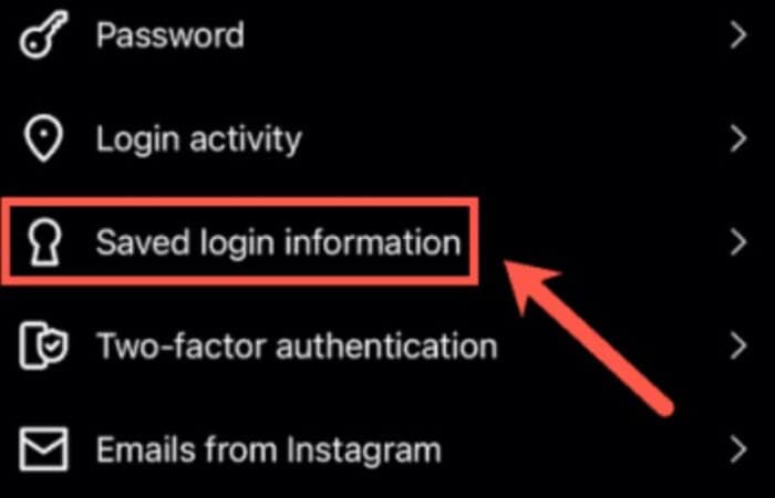 saved login information instagram