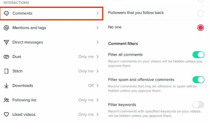 comments section