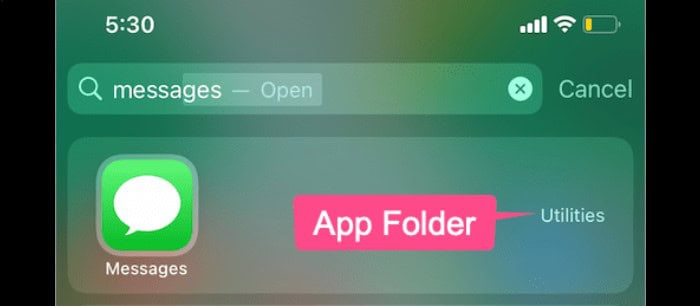locate the imessages app for example