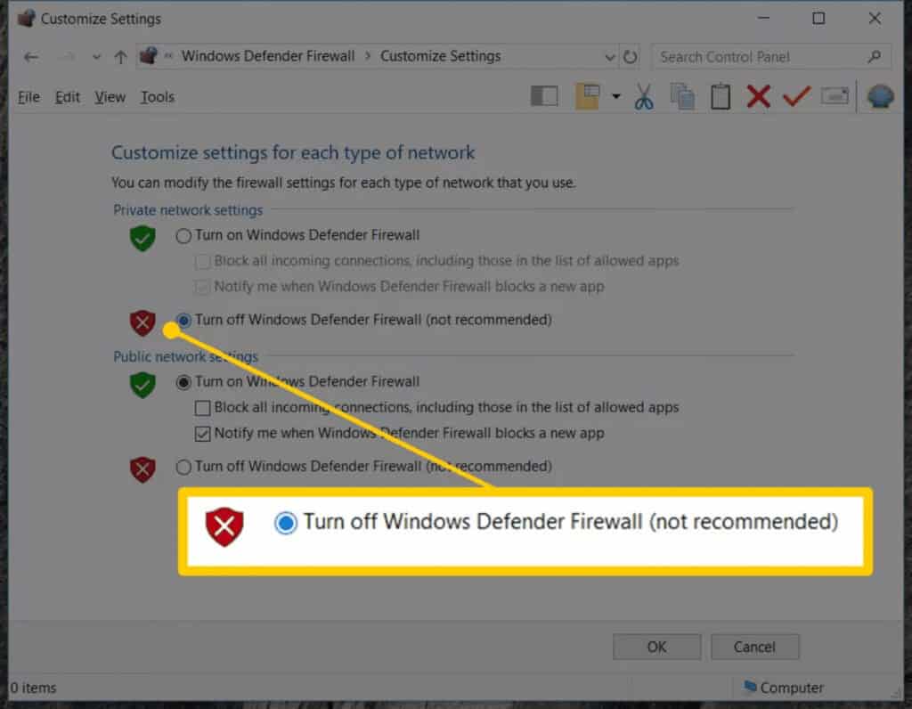 disable antivirus and firewall